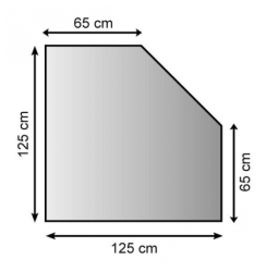 Plech pod kachle, skosen roh, antracit, 125 x 125 cm