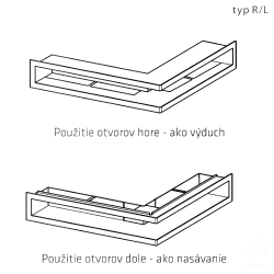 Rohov ventilan otvor, ierna, R/L / 500 x 500 x 70 / 495, KARL