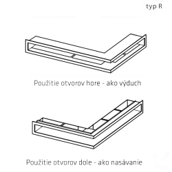 Rohov ventilan otvor, ierna, R / 500 x 700 x 70 / 626, KARL